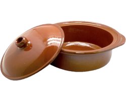 Tapas ovenschaal - cocotte - terracotta - 26 cm - met deksel - stoofpot - Braadpannen van steen