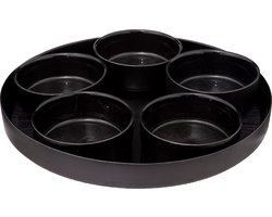 Tapas-set Astra - Glazen Serveerschaal 6-delig - 34x5 cm - Zwart