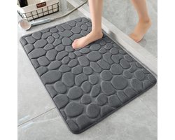 Tapijt - Badmat - Traagschuim Badmat - Antislip Badmatten - Badmatten van Keien Absorberende Badmatten Wasbaar Snel Droog - 40x60cm - Donkergrijs