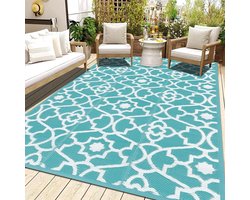 Tapijt voor buitengebruik 150 x 240 cm - duurzaam en UV-bestendig - campingmat - gemakkelijk te reinigen - omkeerbaar - plastic - gerecycled - waterdicht - RV-mat - terrasmat - voor strand.