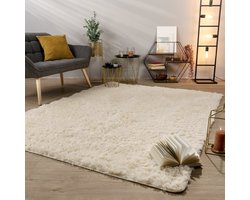 Tapijt Woonkamer Diepe Pool Lange Pool Zacht Modern Monochroom Design 80 x 150 cm Rechthoek 80 x 150 cm Rechthoek wit