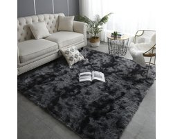 Tapijt Woonkamer, Slaapkamer 50 x 160 cm Zacht Wasbaar, Antislip, Pluizig, Eenkleurig, Shaggy Carpet Living Room Decor Karpetten Vloerkleden Voor Woonkamer, Slaapkamer, Donkergrijs
