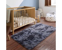 Tapijten kleine slaapkamer zacht woonkamertapijt pluizig nachtkastje shaggy tapijten antislip modern luxe bont tapijt voor kinderkamer comfortabel huisdecoratie vloermat (60 x 110 cm, zwart