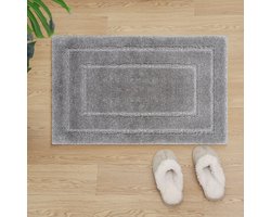Tapijtenloods Badmat Antislip - Grijs - 50x80 CM - Douchemat - Toiletmat - Wasbaar - Waterabsorberend