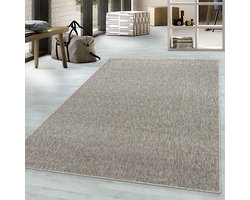 Tapijtenloods Effen Vloerkleed Laagpolig Beige- 200x290 CM