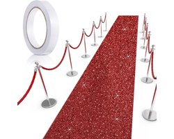 Tapijtloper Runway-Tapijt 55 G/M² Met Tapijttape Voor Eindexamenfeest Bruiloft Feest Buiten En Binnen Hal 2,46 X 30 Voet Glitterrood