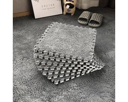 Tapijttegels 10 stuks - in elkaar grijpende - schuimrubberen - 30 x 30 cm - pluche - puzzel schuimrubberen - vloermatten - met rand - antislip - tapijt - voor de vloer Tapijttegels