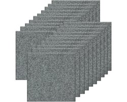 Tapijttegels - 20 Stuks - Tapijtvloer - Polyester - Eenvoudig te Installeren - Zelfklevend - DIY - Geschikt voor Kantoren Woonkamers Slaapkamers - 30 x 30 cm - Lichtgrijs