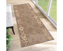 Tapiso Antislip Rubber Loper Vloerkleed Mat Bruin Oriental Gang Woonkamer Rubbermat Tapijt Maat- 80x300