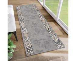 Tapiso Antislip Rubber Loper Vloerkleed Mat Lichtgrijs Gang Woonkamer Rubbermat Tapijt Maat- 80x200