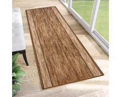Tapiso Antislip Rubber Mat Beige Bruin Gang Rubbermat Tapijt Maat- 80x400
