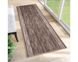 Tapiso Antislip Rubber Vloerkleed Bruin Gang Rubbermat Tapijt Maat- 80x150