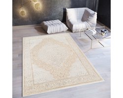 Tapiso Ares Vloerkleed Beige Laagpolig Woonkamer Gebloemd Oriental Tapijt Maat- 250x350