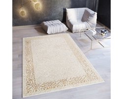 Tapiso Ares Vloerkleed Creme Laagpolig Woonkamer Frame Oriental Tapijt Maat- 200x300