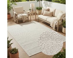 Tapiso Calma Buitentapijt Weerbestendig Buitenkleed Balkon Tuin Terras Wasbaar UV-bestendig Gangkleed Outdoor Vloerkleed Lichtgrijs Zilver 140x200