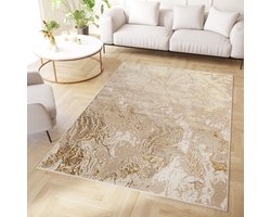 Tapiso Crystal Vloerkleed Beige Modern Laagpolig Tapijten Maat- 200x300