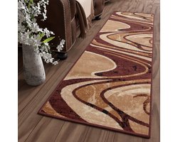 Tapiso Dream Tapijt Loper Woonkamer Slaapkamer Bruin Abstract Interieur Praktisch Duurzaam Design Woonsfeer Hoogwaardig Maat -  100 x 300 cm