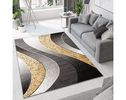 Tapiso Dream Vloerkleed Grijs Geel Modern Golven Woonkamer Tapijt Maat- 120x170