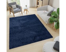 Tapiso Essence Vloerkleed Blauw Donker Hoogpolig Woonkamer Slaapkamer Tapijt Maat- 120x170