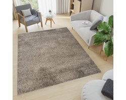 Tapiso Essence Vloerkleed Grijs Donker Hoogpolig Woonkamer Slaapkamer Tapijt Maat- 120x170