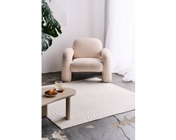 TAPISO Hygge Vierkant Vloerkleed Crème-Wit Laagpolig Woonkamer Tapijt 3D Geometrisch Kleed Skandi & Boho Stijl Slaapkamer Salon Duurzaam, Slijtvast & Easy-Care – ÖKOTEX - 250x250