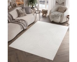 Tapiso Hygge Vloerkleed Gebroken Wit Geometrisch Laagpolig Tapijt Maat- 200x300