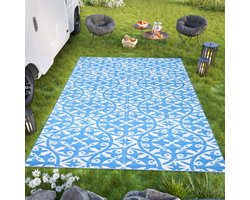Tapiso Ibiza Buitenkleed Blauw Outdoor Buitenmat Picknick Maat- 120x180