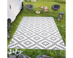 Tapiso Ibiza Vloerkleed Grijs Buitenkleed Outdoor Buitenmat Picknick Maat- 150x240