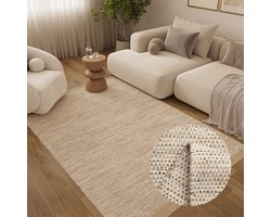 Tapiso Loni Wollen Vloerkleed - Handgemaakt Modern Tapijt - Taupe - Zacht & Onderhoudsvriendelijk - voor Woonkamer, Slaapkamer en Eetkamer 170x240