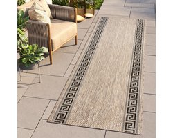 Tapiso Melissa Loper Laagpolig Beige Bruin Modern Indoor Outdoor Vloerkleed Maat- 80x300