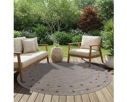 TAPISO Melissa Rond Vloerkleed Buiten & Binnen Sisal Look Modern Terras Balkon Keuken Tapijt Bruin Weersbestendig & OEKO-TEX 200x200