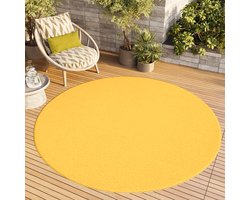 Tapiso Mono Rond Vloerkleed Geel Laagpolig Effen Tapijt Maat- 100x100