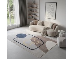 Tapiso Nora Vloerkleed Modern Grijs Bruin Geometrisch Ontwerp Vlekbestendig Antislip Laagpolig Tapijt voor Woonkamer Slaapkamer Eetkamer Hal Easy-Care & OEKO TEX - 200x300