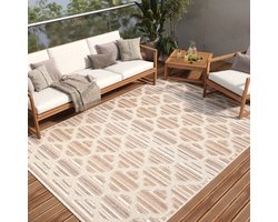 Tapiso Patio Indoor Tapijt Beige Tuintapijt Buitenkleed Modern Buiten Outdoor Maat- 160x220