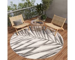 Tapiso Patio Rond Vloerkleed Balkon Terras Tuin Grijs Outdoor Tapijt Maat- 80x80