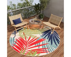 Tapiso Patio Rond Vloerkleed Balkon Terras Tuin Groen Rood Blauw Outdoor Tapijt Maat- 120x120
