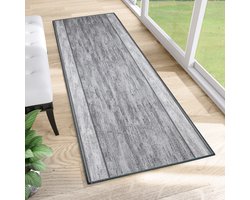 TAPISO Tapijtloper Antislip Rubber Gel-Onderkant Grijs Modern – Gangloper Keukenloper Maat op Maat- 80x300