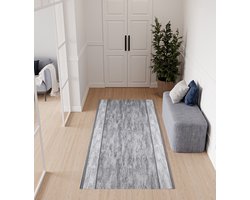 TAPISO Tapijtloper Antislip Rubber Gel-Onderkant Grijs Modern – Gangloper Keukenloper Maat op Maat- 80x400