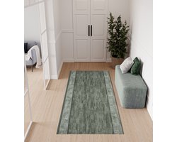 TAPISO Tapijtloper Antislip Rubber Gel-Onderkant Groen Modern – Gangloper Woonkamer Maat op Maat- 80x100
