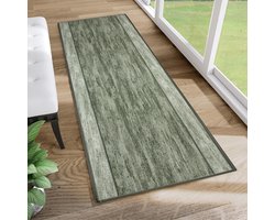 TAPISO Tapijtloper Antislip Rubber Gel-Onderkant Groen Modern – Gangloper Woonkamer Maat op Maat- 80x300