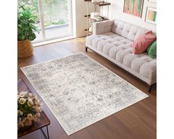 Tapiso Valley Vloerkleed Lichtgrijs Vintage Woonkamer Tapijt Maat- 200x300