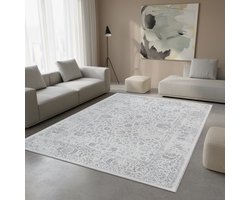 TapisTrend Designer tapijt Grijs 120x170 cm Vintage oosters met verweerde bloemenpatronen en decoratieve rand voor woonkamer en slaapkamer