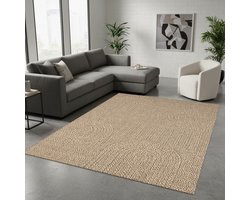 TapisTrend Designer tapijt Naturel 300x400 cm Modern vloerkleed Jute met een gevlochten visgraatpatroon en geometrische texturen voor de woonkamer, slaapkamer en eetkamer
