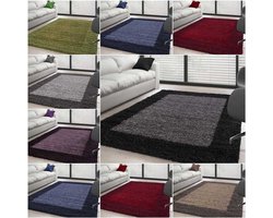 TapisTrend Harig tapijt Rood-Bordeaux 80x150 cm Hoogpolig vloerkleed met designrand, verkrijgbaar in verschillende kleuren en maten