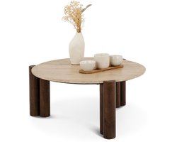 TAPTI-salontafel met tafelblad van travertijn – bruin/beige