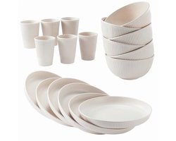Tarwestro - Borden - Kommen - Bekers - Bestekset - Magnetronveilig - Vaatwasserbestendig - Milieuvriendelijk - Beige