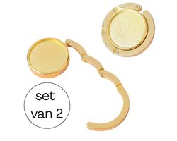 Tashanger Tafel Goud - Set van 2 - veilig en hygiënisch - tassenhaak - uitvouwbaar - tashanger bureau, restaurant, terras, bar, met anti-slip pad