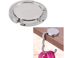 Tashanger Tafel Zilver - Set van 2 - veilig en hygiënisch - tassenhaak - uitvouwbaar - tashanger bureau, restaurant, terras, bar, met anti-slip pad