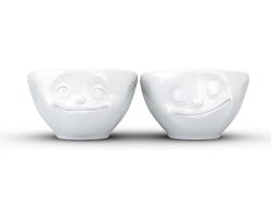 Tassen kommen porselein met gezichtje set van 2 Dromerig en Gelukkig - Dreamy & Happy 100 ml