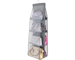 Tassen Organizer – Hangende Kast Organizer – Handbag Opberger – Hangrek voor Kledingkast – Opbergvakken 8 Compartimenten – Hangende Opbergtas – Sjaals En Schoenen Organizer – Kast Opbergsysteem – Draaibare Hanger e